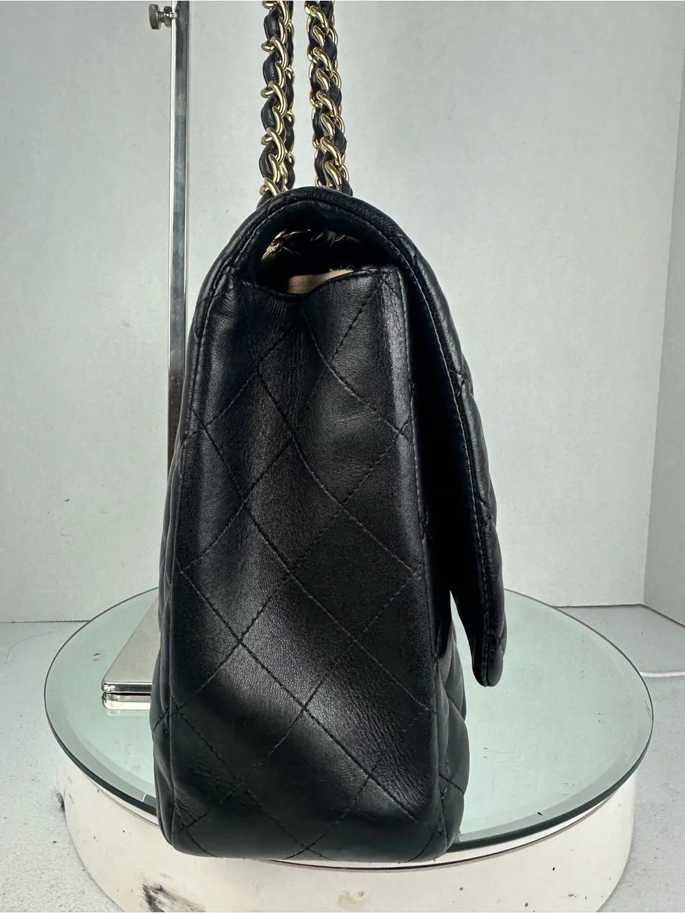 CHANEL CC MAXI JUMBO LAMBSKIN LEATHER FLAP BAG GHW